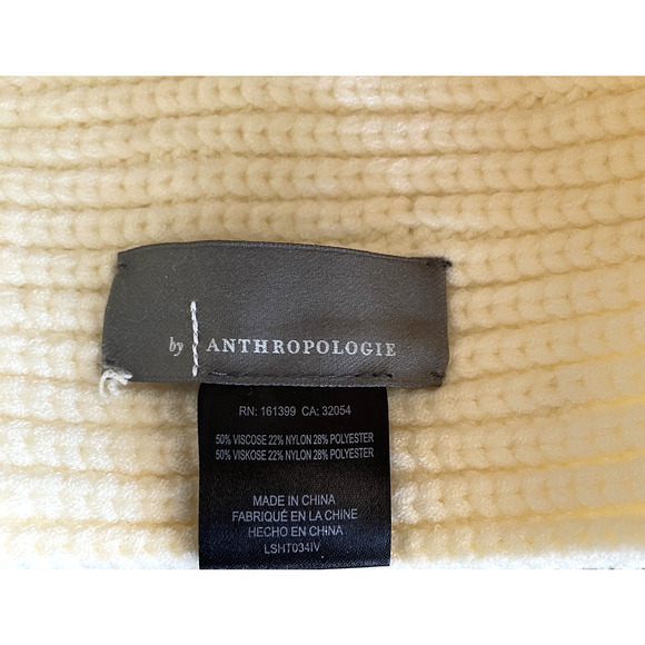 ANTHROPOLOGIE Cream Knit Crystal Embellished Autumn Weather 4" Head Warmer NEW - Picture 2 of 6